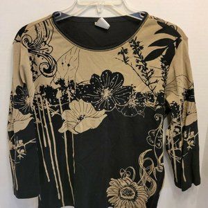 Jess & Jane Women's Shirt Canon Flower With Jewels Size PM Made in USA